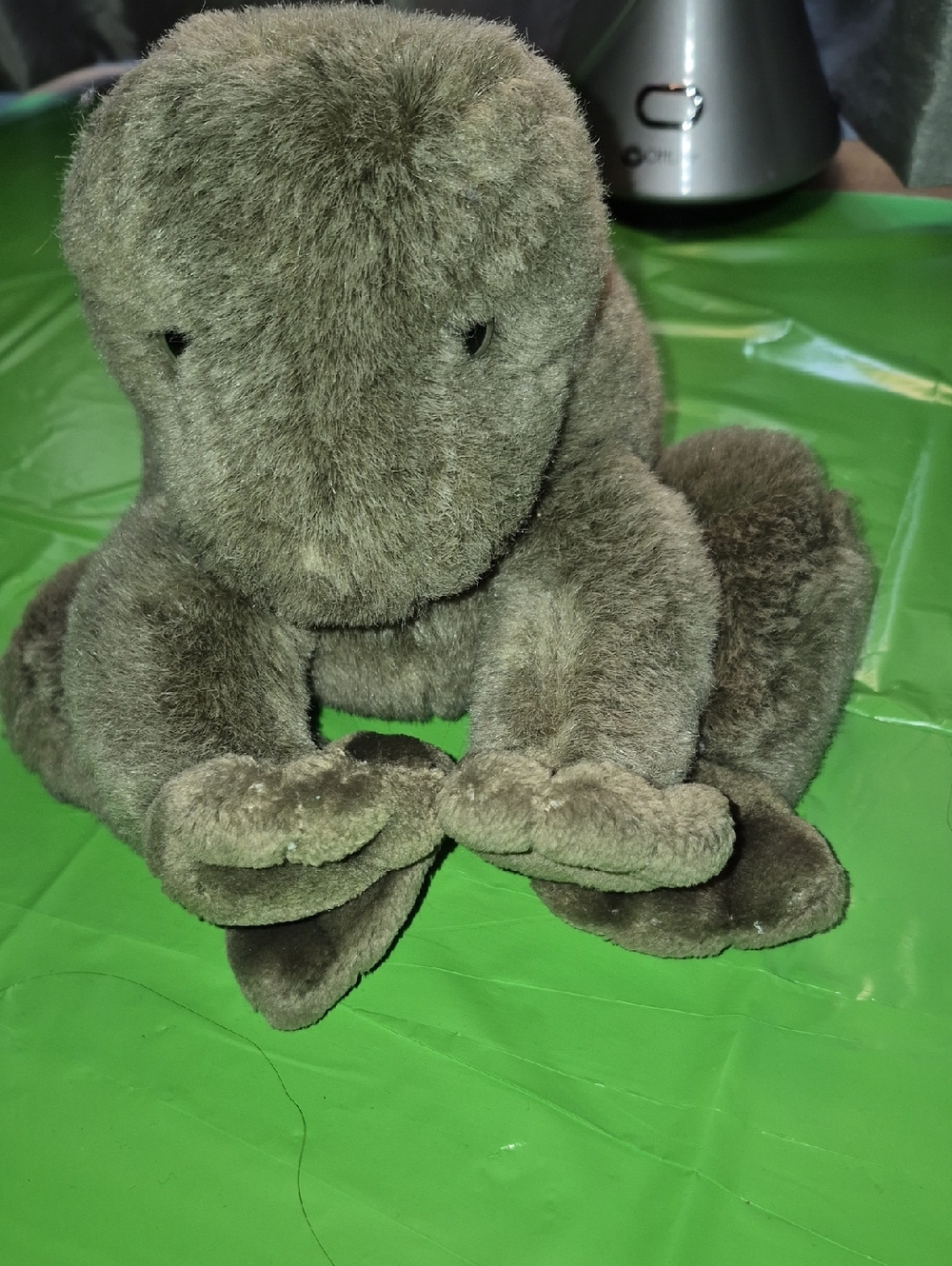 Vintage 1985 Gund Plush Frog "Ribbit" Stuffed Animal - Olive Green..collectible